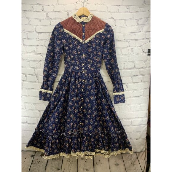 Gunne Sax Dresses & Skirts - Gunne Sax Dress Vintage 70’s‎ Prairie Girl Floral Print Lace High Collar XS Jr 5